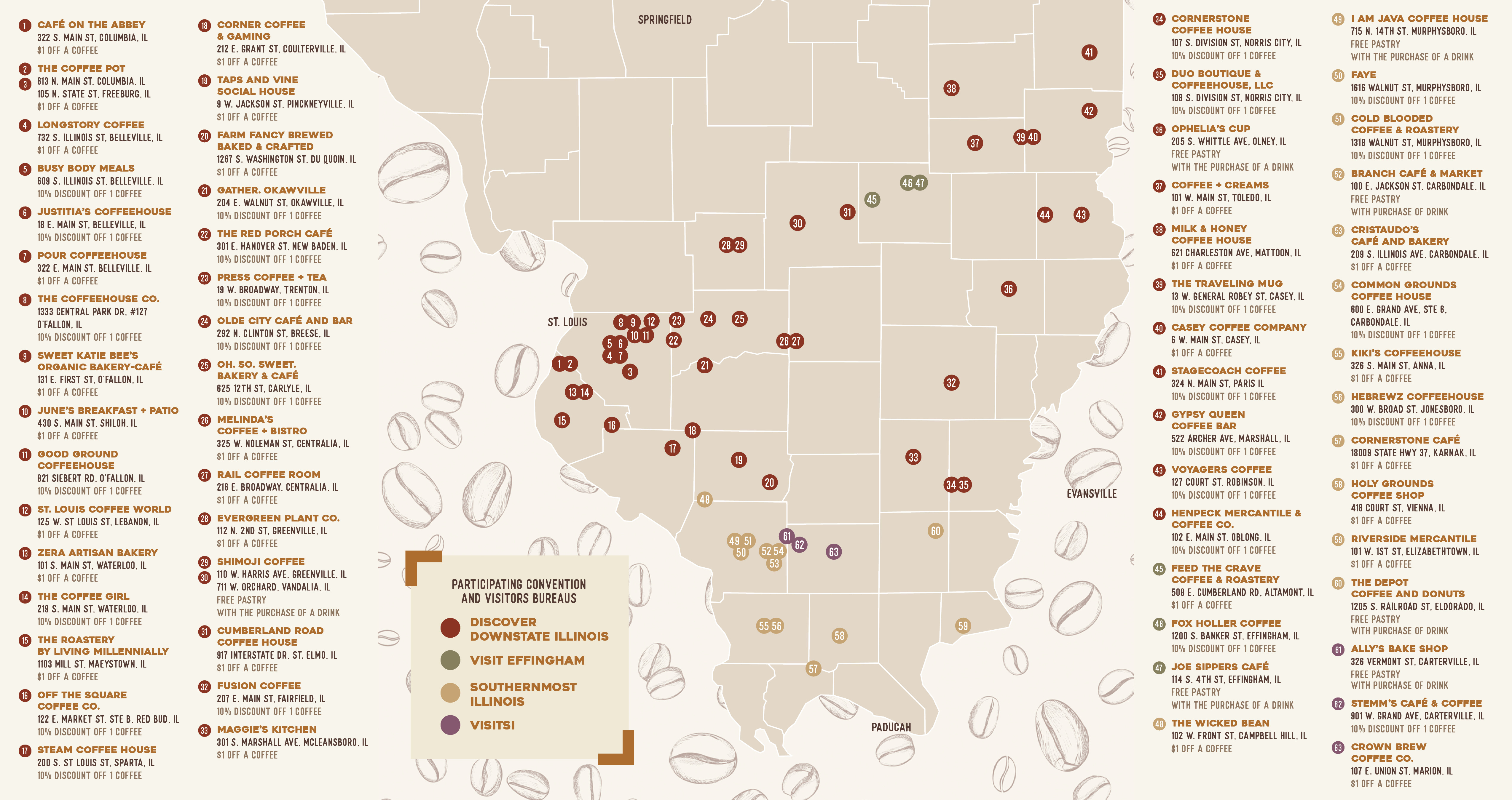 2025 Southern Illinois Coffee Trail Map