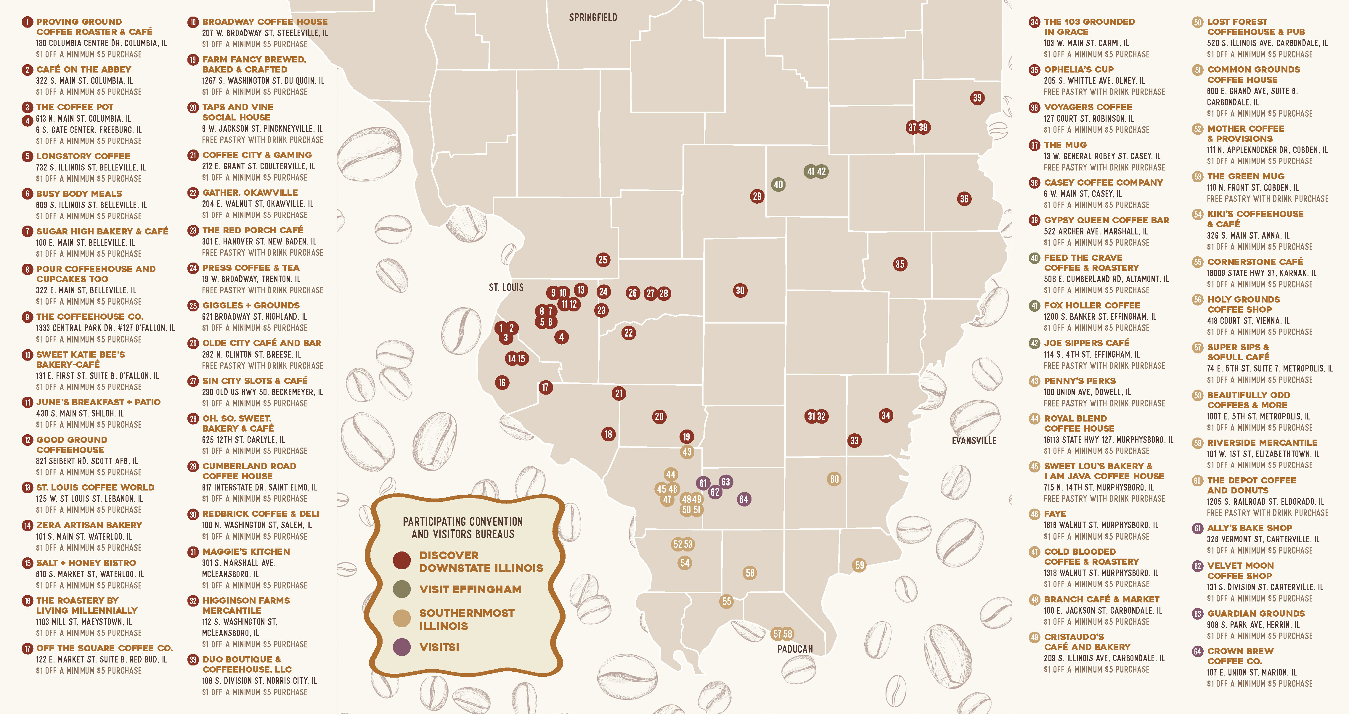2026 Southern Illinois Coffee Trail Map