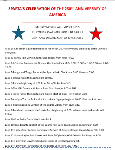 Sparta's Celebration of the 250th Anniversary of America
